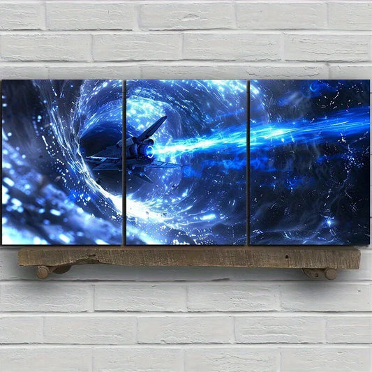 3pcs Space Shuttle Boat Design Metal Print Ready to Hang Art