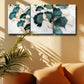 3pcs Ginkgo Biloba Teal & Golden Leaf Design Metal Print Ready to Hang Art