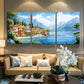 3pcs Coastal Mediterranean Seaside Village Metal Print Ready to Hang Art