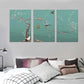 3pcs Vintage Chinese Bird White Floral Metal Print Ready to Hang Art