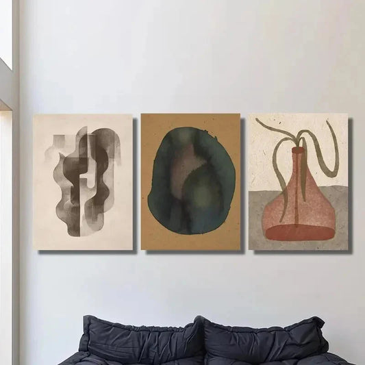 3pcs Featuring Minimalist And Bohemian Designs, Metal Print Ready to Hang Art
