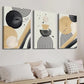 3pcs Black and Beige Modern Geometric Shapes Wall Art Set Canvas Framed 40x60cm - High Quality Print 100% Australian Made Wall Canvas Ready to Hang