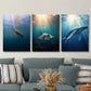 3pcs Devil Fish Blue Whale Ocean Illumination Metal Print Ready to Hang Art