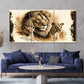 3 Piece Lion And Lioness Painting Style Canvas Framed 40x60cm - High Quality Print 100% Australian Made Wall Canvas Ready to Hang