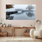 Misty Pond & Wooden Bridge wall canvas office home room framed 120x60cm