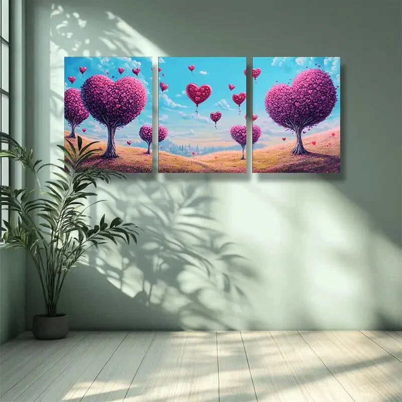 3pcs Trees and flowers. Wall Art Set Canvas Framed 40x60cm - High Quality Print 100% Australian Made Wall Canvas Ready to Hang