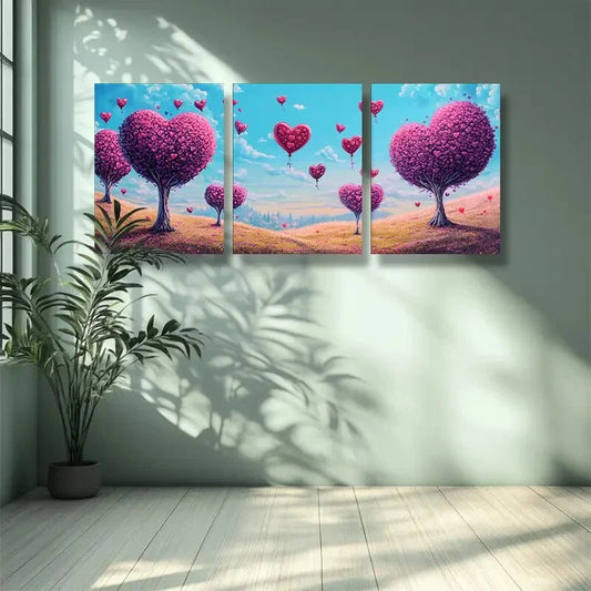 3pcs Trees and flowers. Wall Art Set Canvas Framed 40x60cm - High Quality Print 100% Australian Made Wall Canvas Ready to Hang