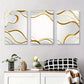 3pcs Modern Minimalist Abstract Golden and White Metal Print Ready to Hang Art