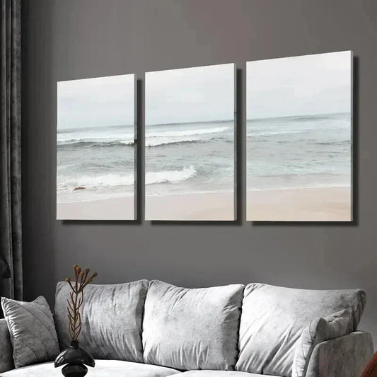 3pcs Sunrise Ocean Waves Beach Landscape Wall Art Set Canvas Framed 40x60cm - High Quality Print 100% Australian Made Wall Canvas Ready to Hang