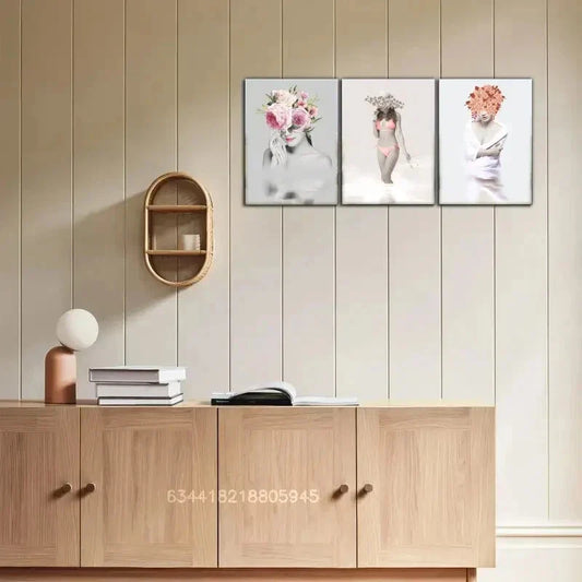 3pcs Prints with Floral & Beach Themes, Metal Print Ready to Hang Art