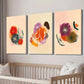 3pcs Mid-Century Colorful Botanical Flower Wall Art Set Canvas Framed 40x60cm - High Quality Print 100% Australian Made Wall Canvas Ready to Hang