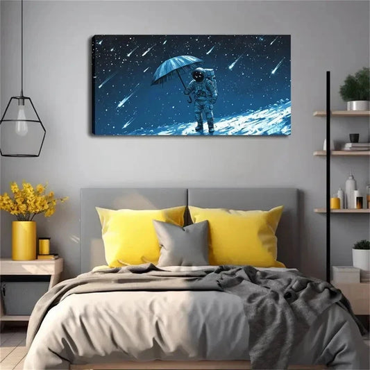 Abstract Astronaut Holding Wall Art Canvas Office Home Room Framed 120x60cm