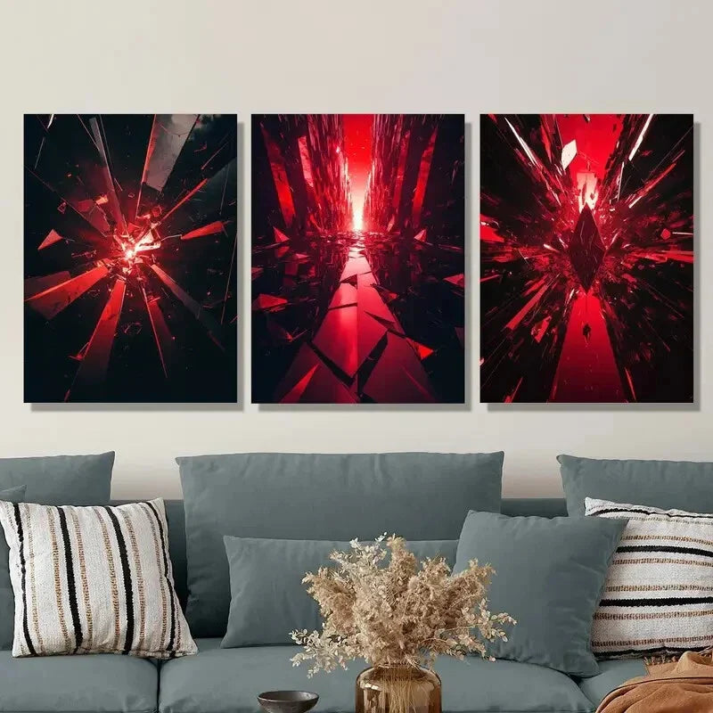 3pcs splash abstract explosion effect sci-fi  Art Metal Print Ready to Hang Art