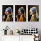 3pcs Girl with Bubble and Lollipop Triptych Metal Print Ready to Hang Art