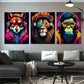 3pcs Gaming Theme with Tiger, Wolf Chimpanzee Metal Print Ready to Hang Art