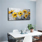 Vibrant Yellow Flowers on Gray Wall Art Canvas Office Home Room Framed 120x60cm