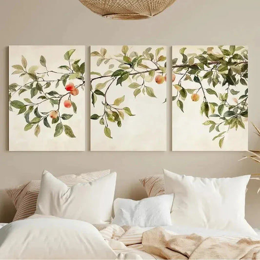 3pcs Vintage Apple Tree Vintage Fruit Metal Print Ready to Hang Art