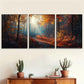 3pcs Mist Autumn Forest Autumn Scenery Metal Print Ready to Hang Art