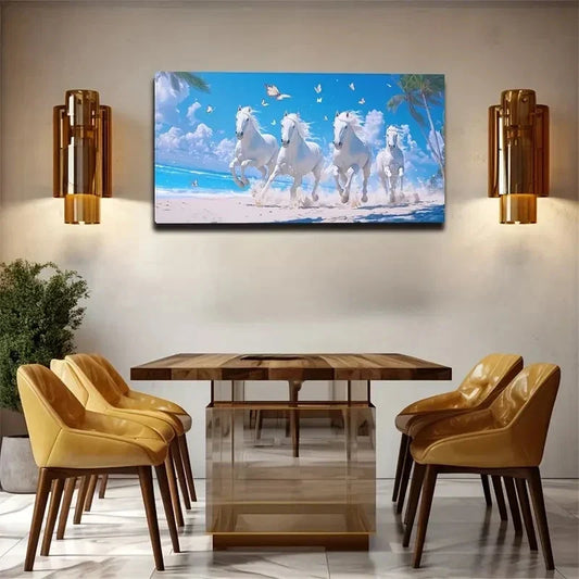 Serene Blue Sky & Sea Wall Art canvas office home room framed 120x60cm