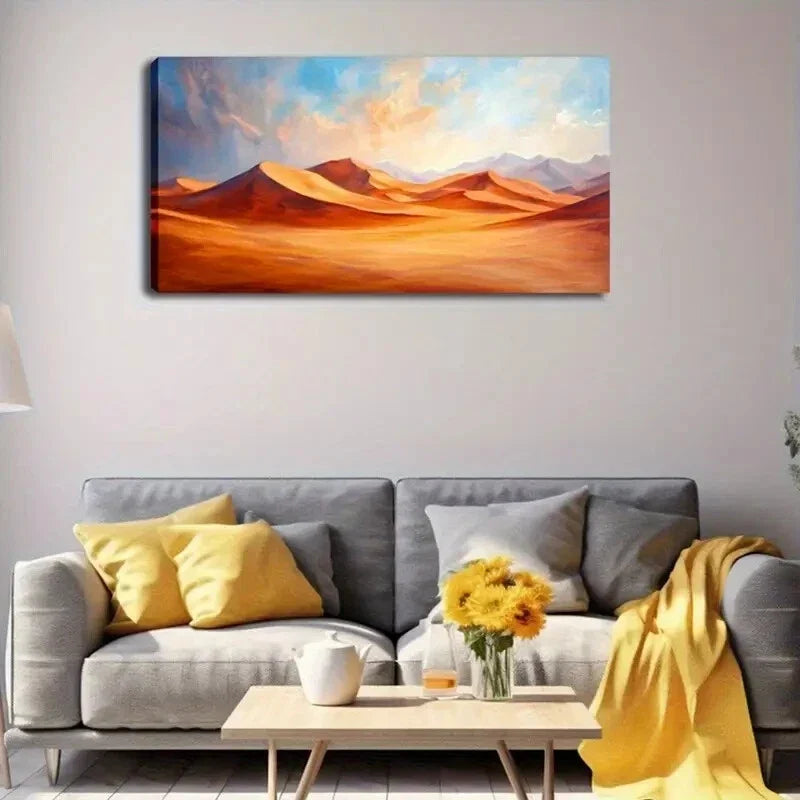 Desert Sunset Dunes Modern Wall Art Canvas Office Home Room Framed 120x60cm