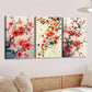 3pcs Vibrant Floral Red & Yellow Blue White Tree Wall Art Set Canvas Framed 40x60cm - High Quality Print 100% Australian Made Wall Canvas Ready to Hang