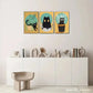 3pcs Black Cat and Plant Art Canvas Posters Metal Print Ready to Hang Art