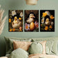 3pcs Yellow Flowers & Ducklings Design Metal Print Ready to Hang Art