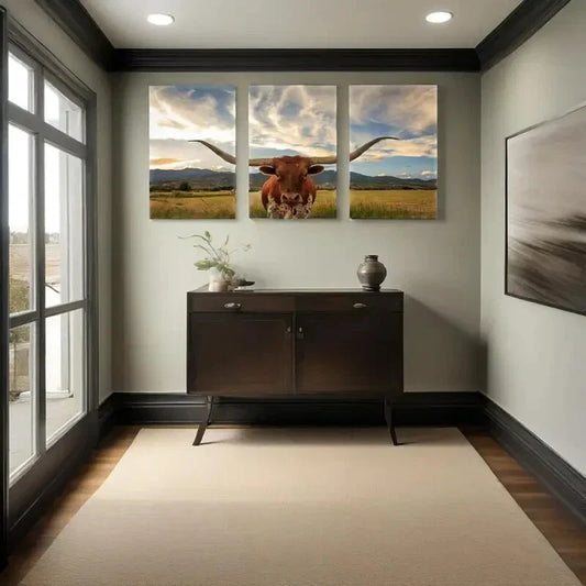 3pcs   Animal Pictures Longhorn Metal Print Ready to Hang Art