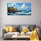Modern Minimalist Seaside Lands Wall Art Canvas Office Home Room Framed 80x45cm
