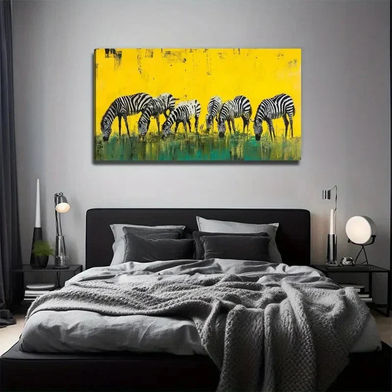 Magic Prairie Zebra Wall Art Canvas Office Home Room Framed 80x45cm