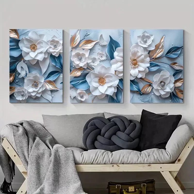 3pcs Floral Canvas Framed 40x60cm - High Quality Print 100% Australian Made Wall Canvas Ready to Hang