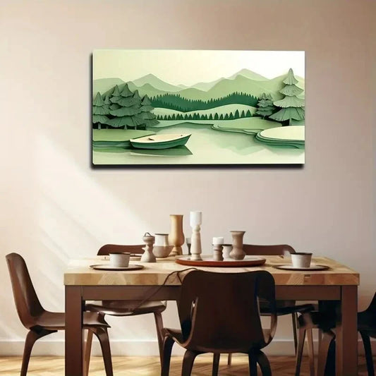 Serene Lake and Mountains Lands Wall Art Canvas Office Home Room Framed 120x60cm