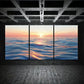 3pcs Ocean Sunrise Water Wave Metal Print Ready to Hang Art