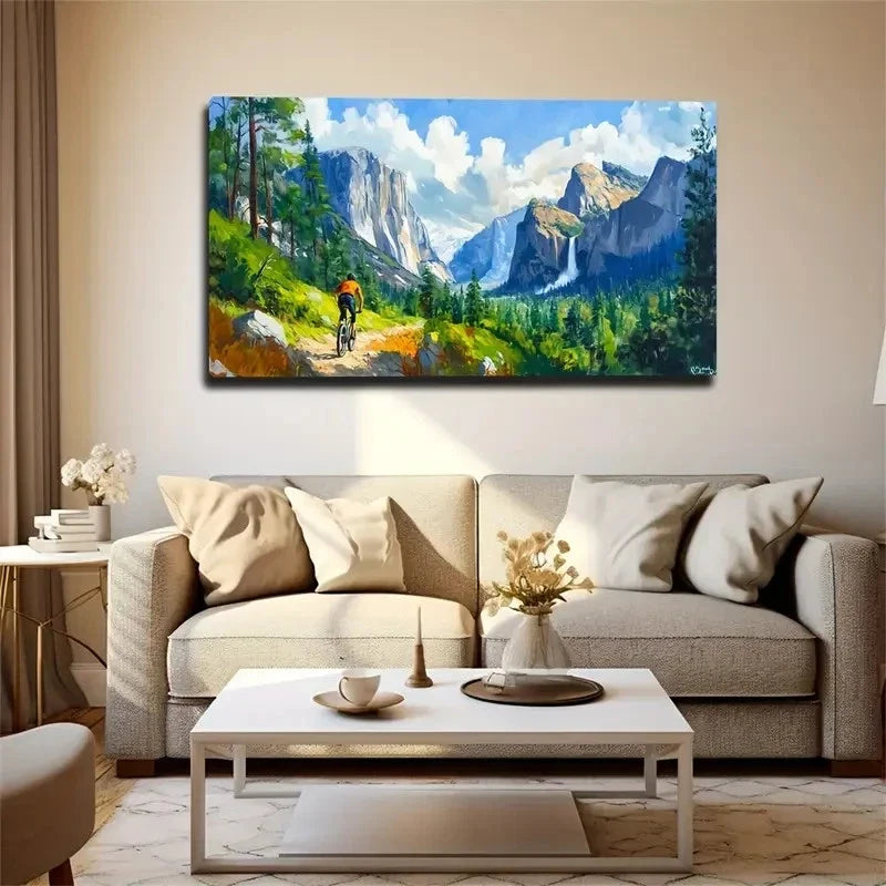 Riding In Mountain Road Wall Art Canvas Office Home Room Framed 120x60cm