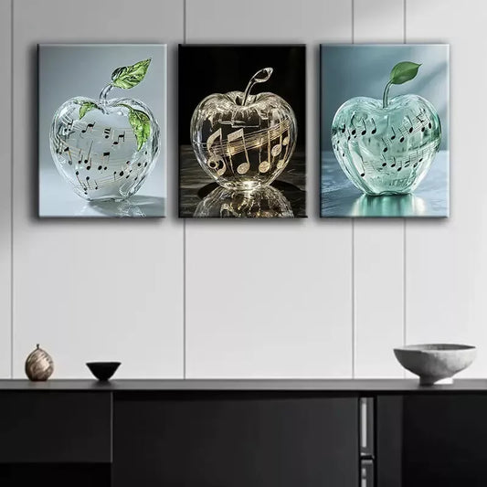 3pcs Notes Apple Canvas Framed 40x60cm - High Quality Print 100% Australian Made Wall Canvas Ready to Hang