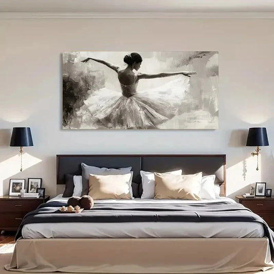 Elegant White Tutu Ballerina Wall Art Canvas Office Home Room Framed 120x60cm