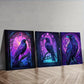 3pcs Stained Glass Window a Raven Perfect Wall Art Set Canvas Framed 40x60cm - High Quality Print 100% Australian Made Wall Canvas Ready to Hang