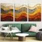 3pcs Modern Abstract Wave Mosaic Warm Earthy Tones Metal Print Ready to Hang Art