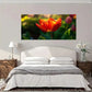 Red Orange Tulip Green Foliage Wall Art Canvas Office Home Room Framed 80x45cm