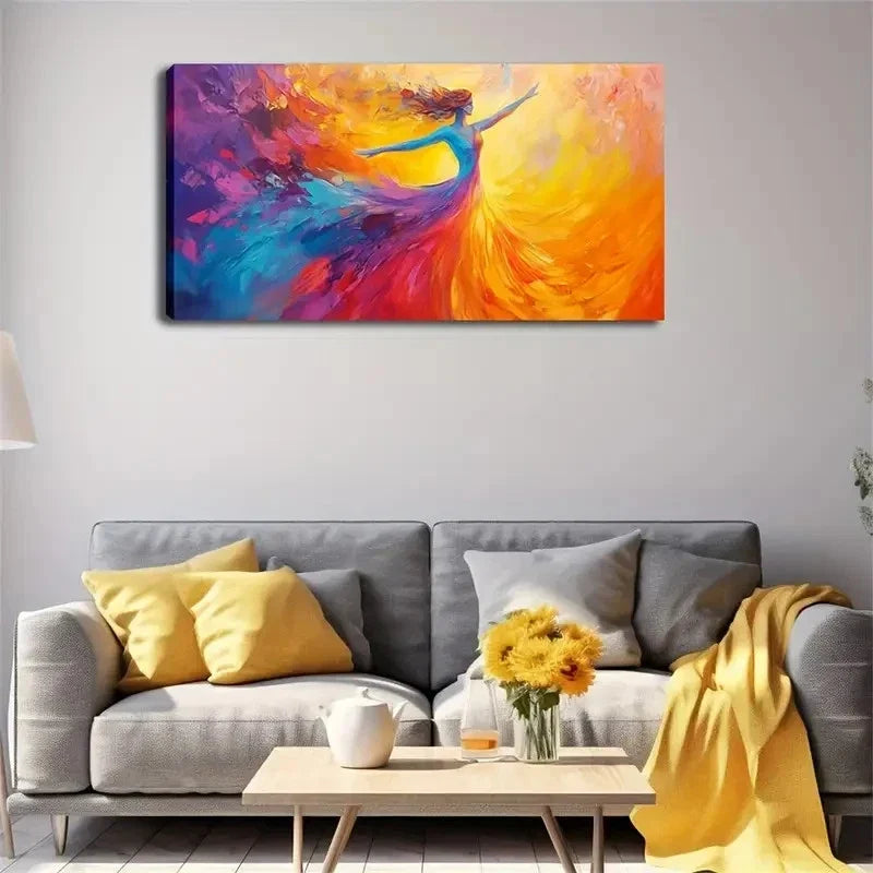Vibrant Psychedelic Dancer Wall Art Canvas Office Home Room Framed 120x60cm