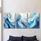 3pcs  Abstract blue and white swirl Metal Print Ready to Hang Art
