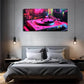 Neon-Lit Vinyl Record Player Wall Art Canvas Office Home Room Framed 120x60cm