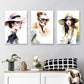 3pcs Elegant Women in Stylish Hats and Fashion Metal Print Ready to Hang Art