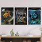 3pcs Water Splashes Colorful Aquarium Scenes Metal Print Ready to Hang Art