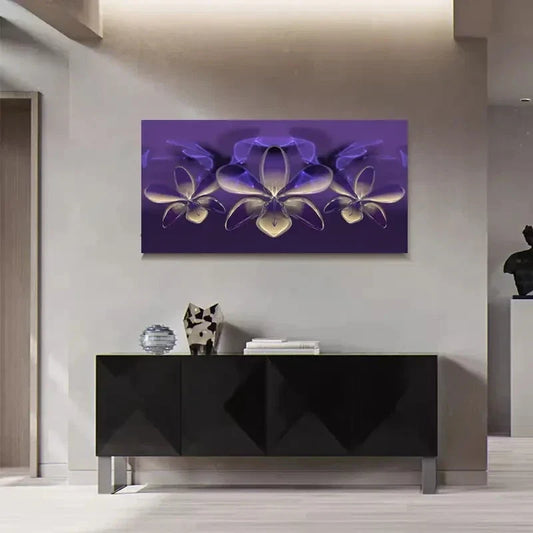 Fantasy Purple Floral Abstract Wall Art Canvas Office Home Room Framed 120x60cm