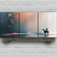 3pcs Black Butterfly Modern Red Floral Metal Print Ready to Hang Art