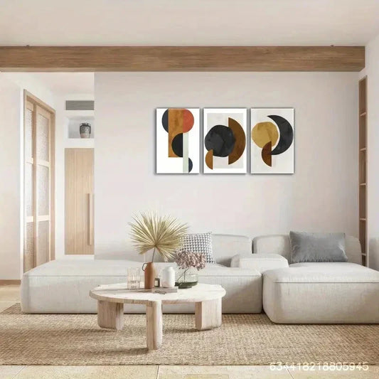3pcs Modern Geometric & Abstract Metal Print Ready to Hang Art