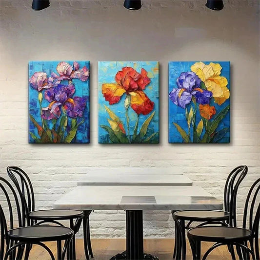 3pcs Botanical Floral Textured Flower Perfect Wall Art Set Canvas Framed 40x60cm - High Quality Print 100% Australian Made Wall Canvas Ready to Hang