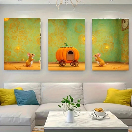 3pcs Two Small Anthropomorphic Mice Majestic Metal Print Ready to Hang Art