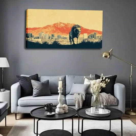 Mountain & Urban Cityscape Wall Art Canvas Office Home Room Framed 120x60cm